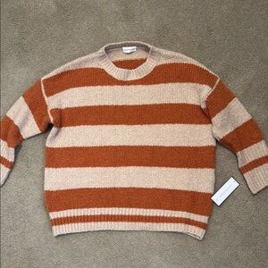 Goodnight Macaroon Cozy Orange and Cream Striped Sweater